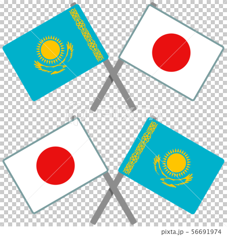 Kazakhstan And Japanese Flag Stock Illustration
