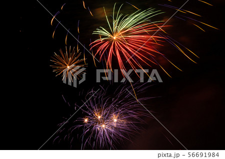Salute, fireworks in the night sky. 56691984
