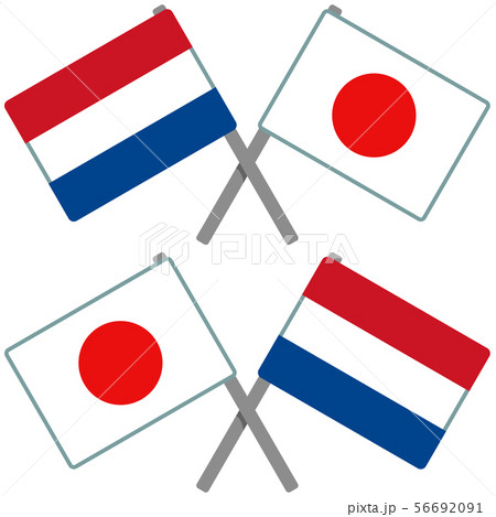 オランダと日本の旗のイラスト素材