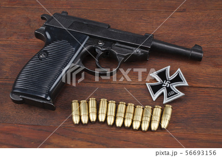 WWII era nazi german army handgun with ammunitions WWII era nazi german army handgun with ammunitions 56693156
