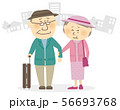 シニア夫婦　旅行　街並み 56693768