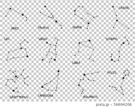 Black and white 12 constellations vector Black and white 12 constellations vector 56694206