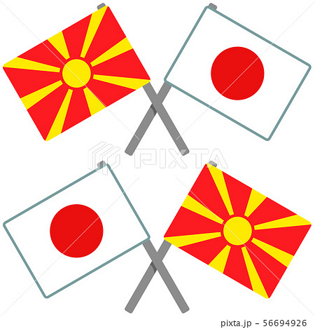 北マケドニアと日本の旗