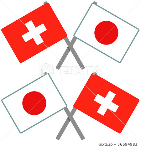 スイスと日本の旗
