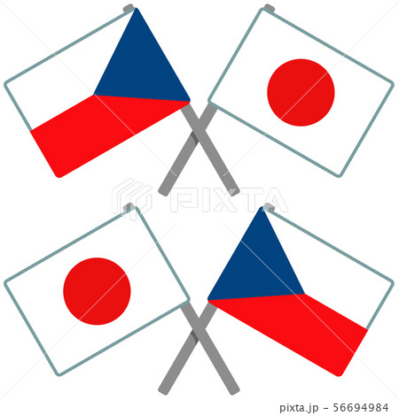チェコと日本の旗のイラスト素材