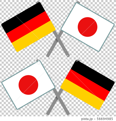 ドイツと日本の旗のイラスト素材