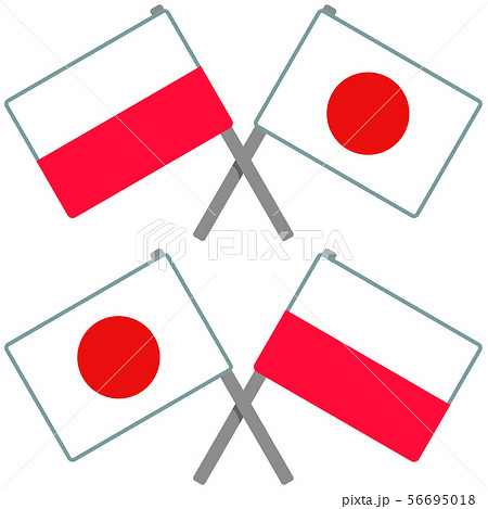 ポーランドと日本の旗