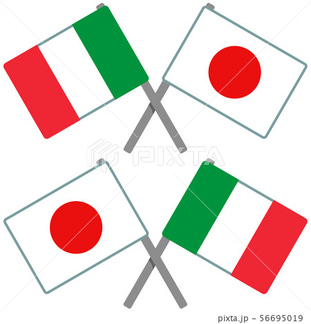 イタリアと日本の旗のイラスト素材