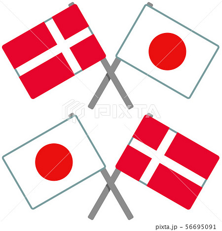 デンマークと日本の旗のイラスト素材