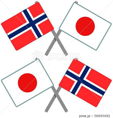 ノルウェーと日本の旗