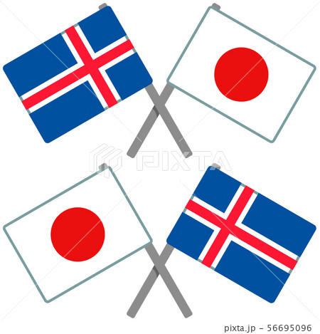 アイスランドと日本の旗のイラスト素材