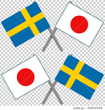 スウェーデンと日本の旗のイラスト素材