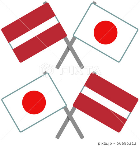 ラトビアと日本の旗