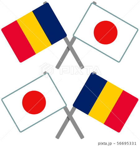 チャドと日本の旗