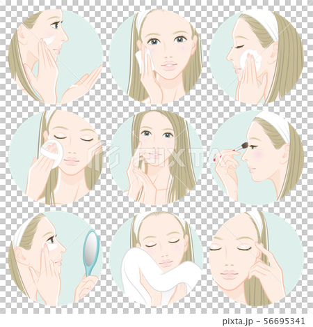 一個女人在做護膚的插圖 56695341