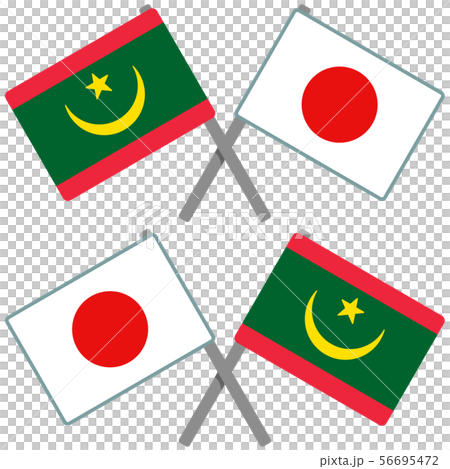 モーリタニアと日本の旗 56695472