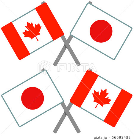 カナダと日本の旗のイラスト素材