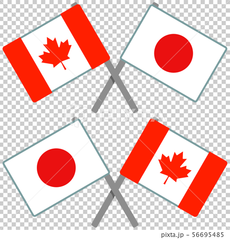 カナダと日本の旗のイラスト素材