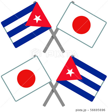 キューバと日本の旗