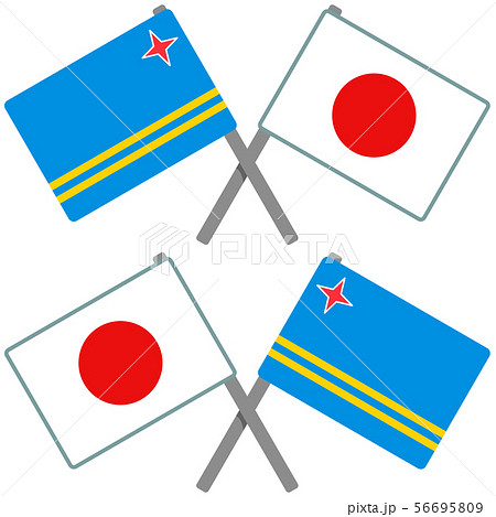 オランダ領アルバと日本の旗のイラスト素材