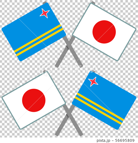 オランダ領アルバと日本の旗のイラスト素材