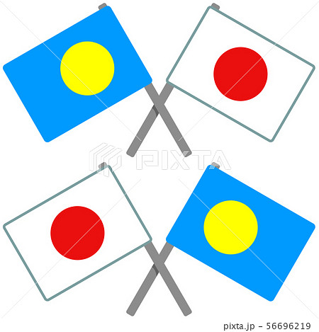 パラオと日本の旗