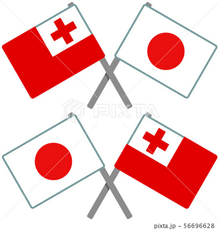 トンガと日本の旗