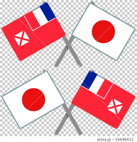 フランス領ウォリス フツナと日本の旗のイラスト素材