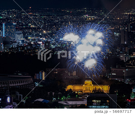 東京夜景 東京の花火 神宮花火大会 東京夜景 東京の花火 神宮花火大会 56697717
