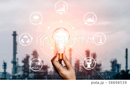 Energy innovation light bulb graphic interface. 56698539