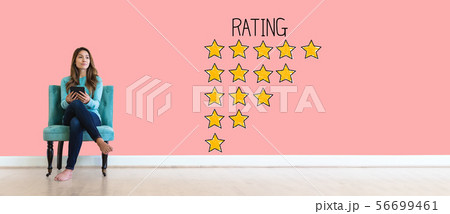 Rating theme with young woman 56699461