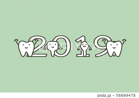 Happy New Year 2019, tooth with number Happy New Year 2019, tooth with number 56699478