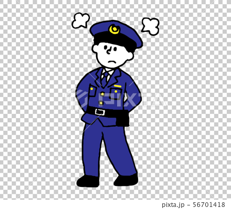 怒る警察官 シンプル のイラスト素材