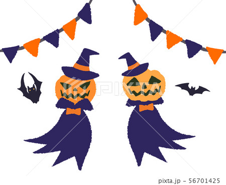 お化けカボチャ　ガーランド　コウモリ 56701425