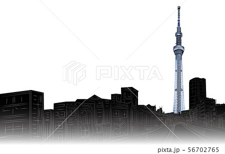 日本の名所東京スカイツリー白バック右 56702765