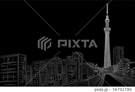日本の名所東京スカイツリー線反転右 56702780