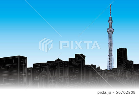 日本の名所東京スカイツリー右 日本の名所東京スカイツリー右 56702809