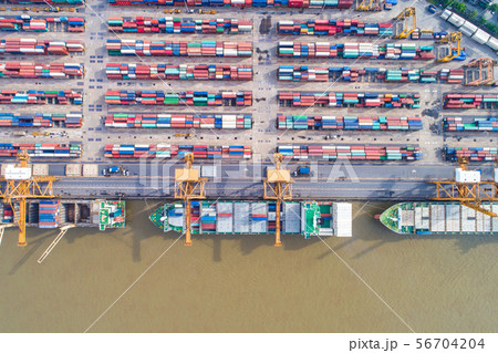 Cargo logistic container shipping with boat in Cargo logistic container shipping with boat in 56704204