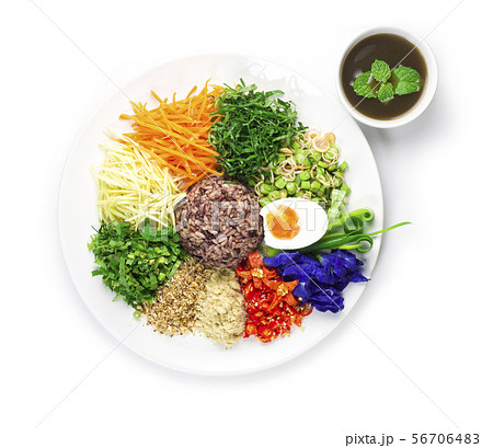 Rice Salad with vegetables and budu fish sauce 56706483