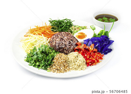 Rice Salad with vegetables and budu fish sauce 56706485