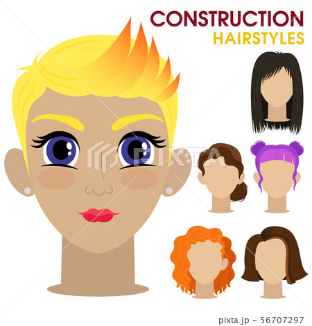 Hipster girl. Woman face constructor. Cartoon Hipster girl. Woman face constructor. Cartoon 56707297
