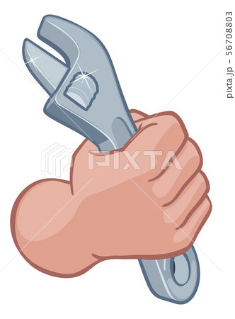 Plumber Mechanic Hand Fist Holding Spanner Wrench 56708803