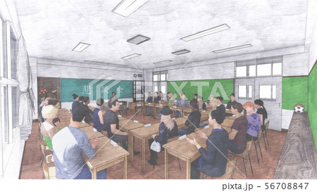 学校　懇談会　人あり　黒板文字あり　イラスト22 56708847