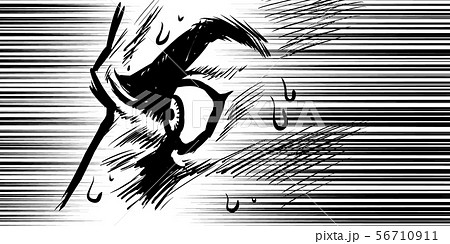 横顔 移動 効果 線 汗 スピード 劇画 漫画のイラスト素材
