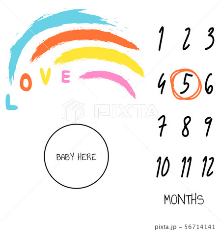 Baby milestone blanket background love rainbow decoration card. 56714141