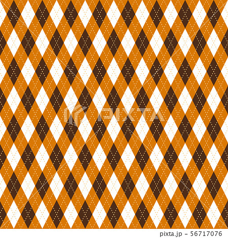 アーガイルチェック柄のシームレスパターン オレンジ色のイラスト素材