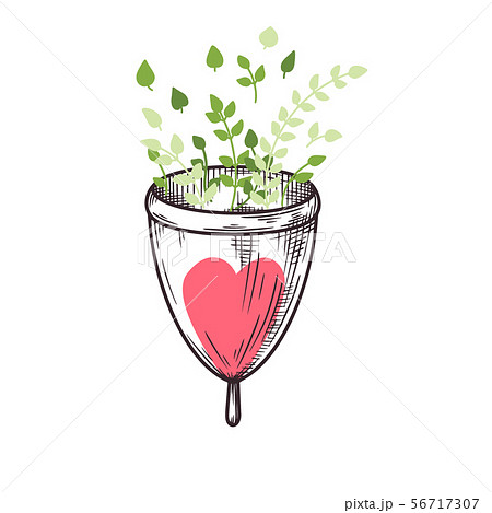 Sketch the menstrual cup. Zero waste. Vector 56717307