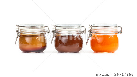 homemade jam in transparent glass jars 56717866