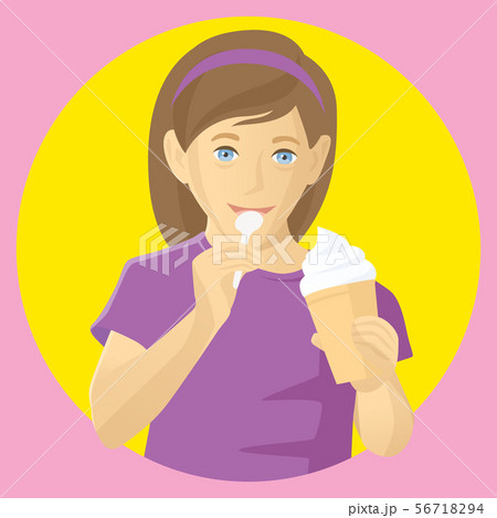 Vector girl eating ice-cream Vector girl eating ice-cream 56718294