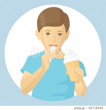 Vector boy eating ice-cream Vector boy eating ice-cream 56718295